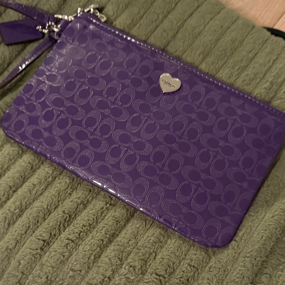 Coach Embossed Purple Wristlet